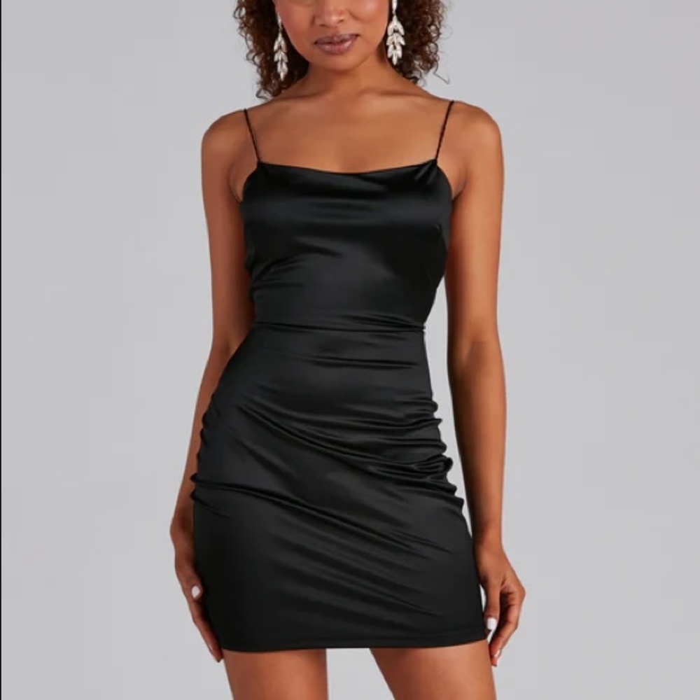 Ruched Satin Mini Dress LBD